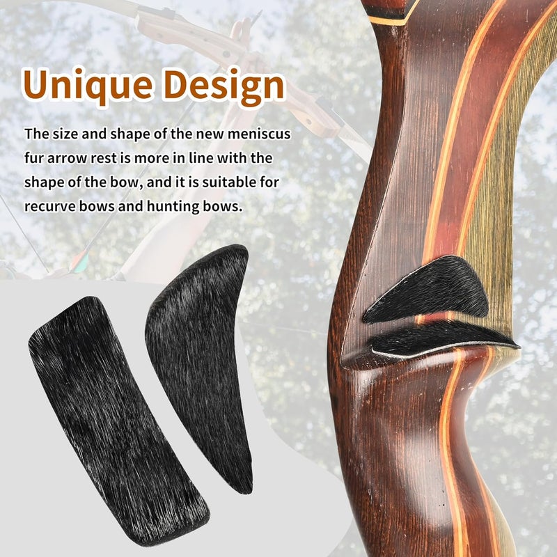 SP.G Arrow Rest for Recurve Bow - 4 Pairs Fur Recurve Arrow Rest Adhesive Bow Shelf Rest Stick on Traditional Recurve Bow for Hunting Shooting Archery Practice - Image 4
